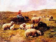 Cornelis Van Leemputten A shepherdess with her flock Sweden oil painting artist